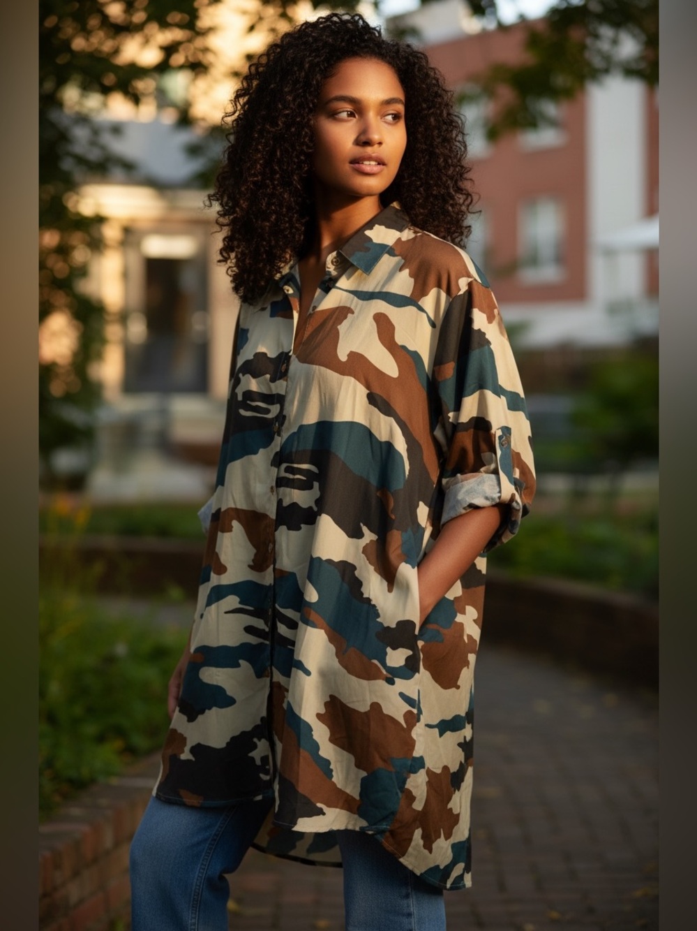 Angie & Isabel Camo Button-Up Dress - Picture 3 of 6